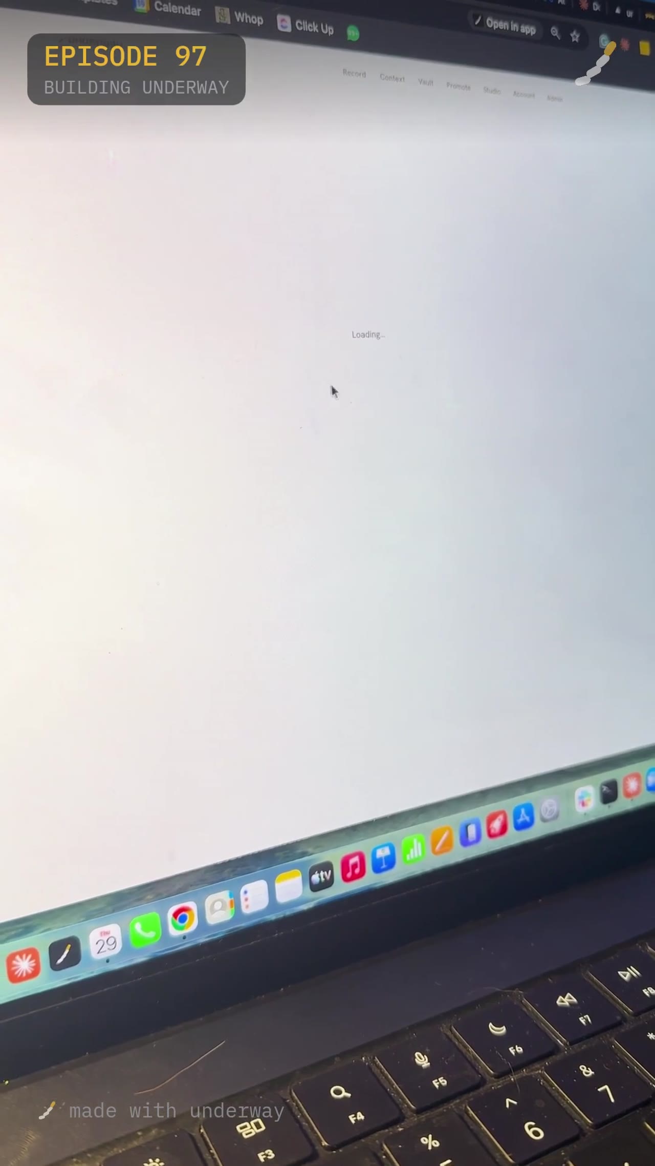 The app loading the next setup screen after choosing which feature video to recreate.