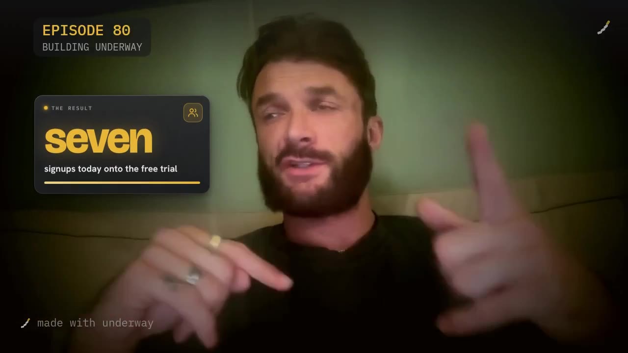 On screen: seven signups today onto the free trial.